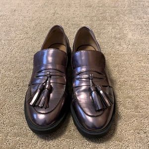 Tahari Brown Metallic Loafers with Tassels